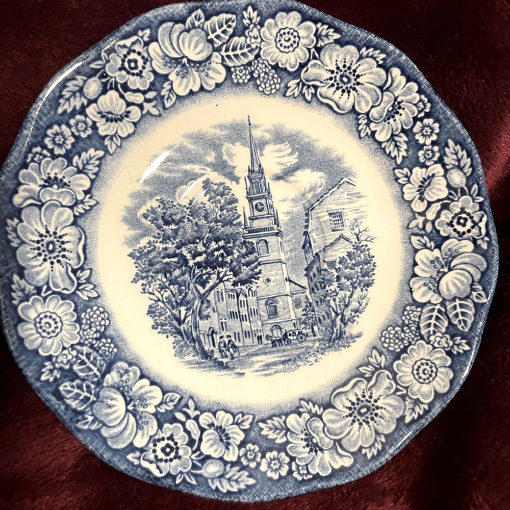 Old North Church Saucer - vintage piece Liberty Blue collection by Staffordshire